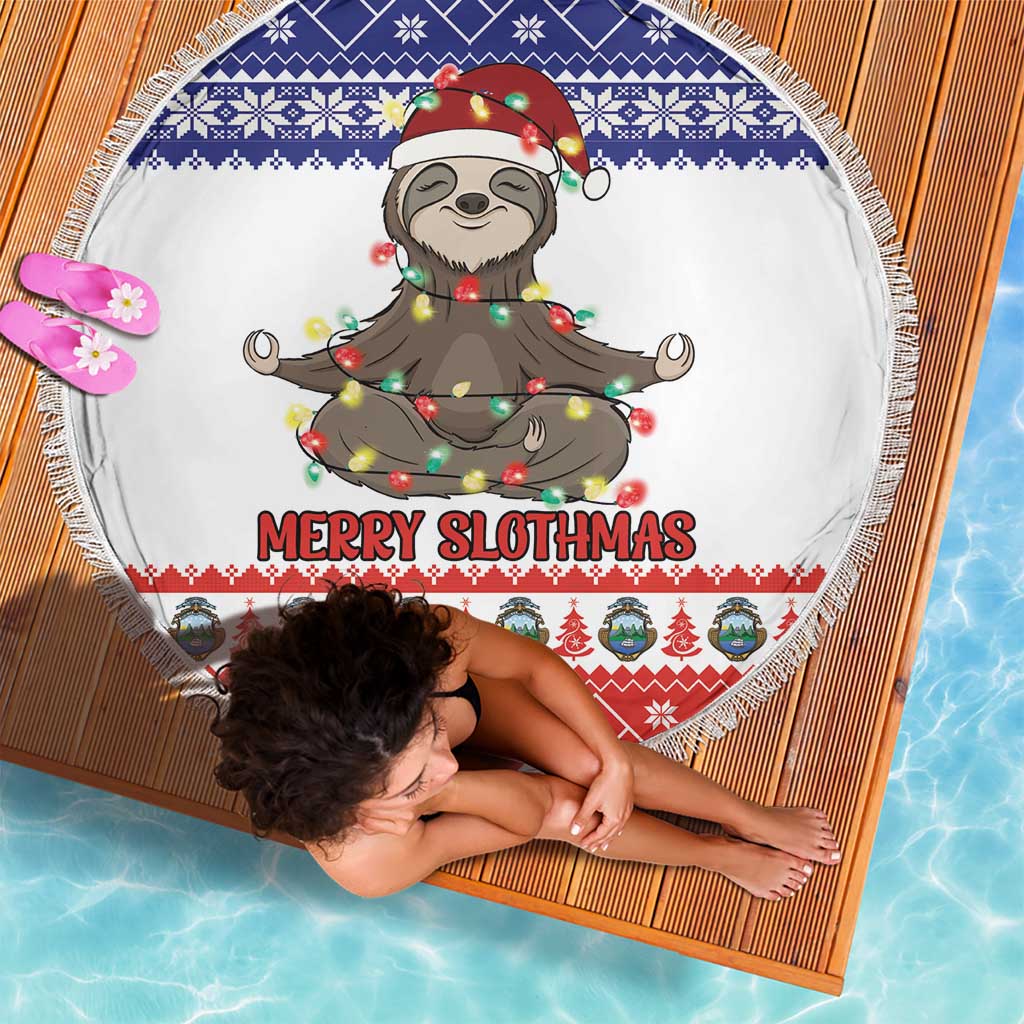 Costa Rica Christmas Beach Blanket Merry Slothmas - Wonder Print Shop