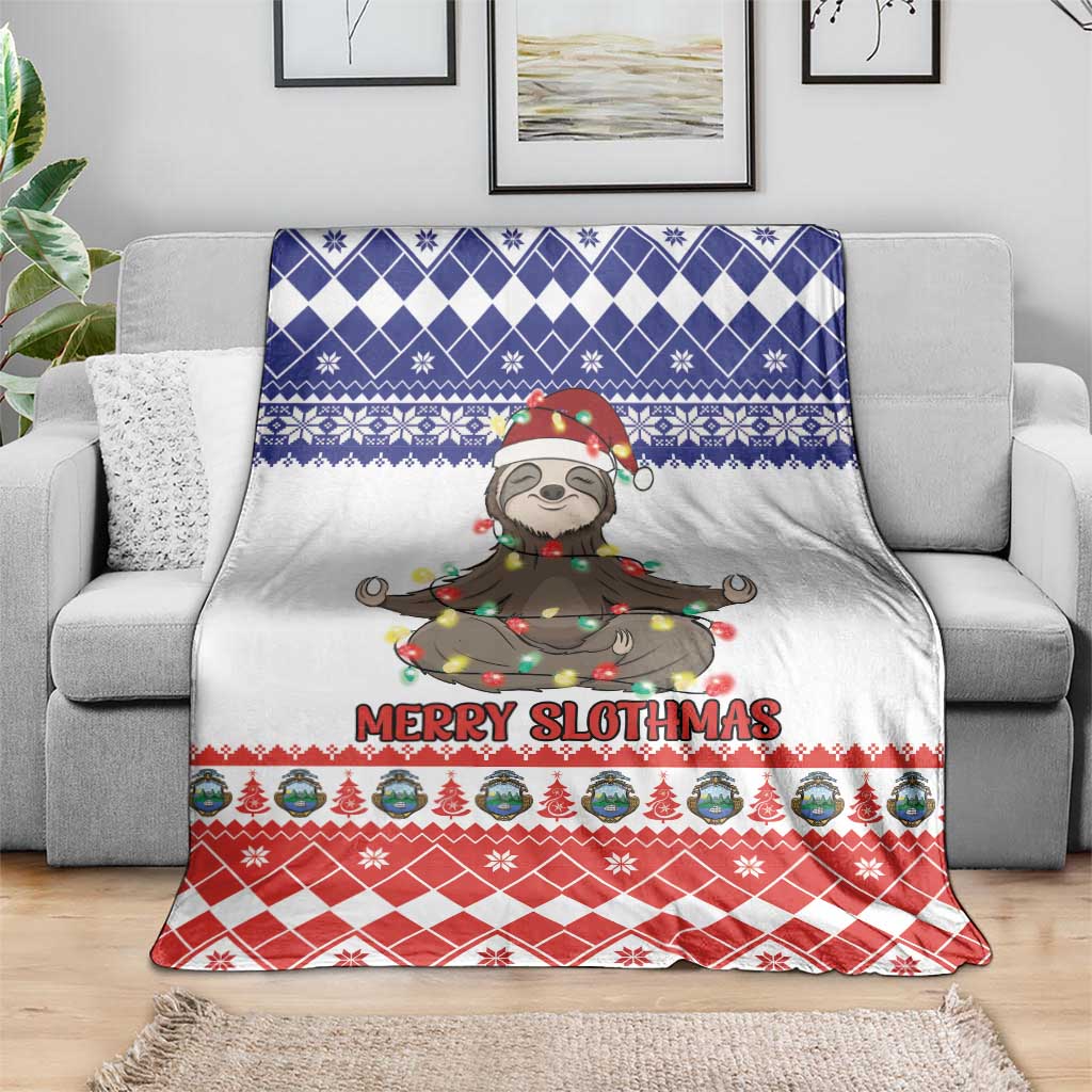 Costa Rica Christmas Blanket Merry Slothmas - Wonder Print Shop