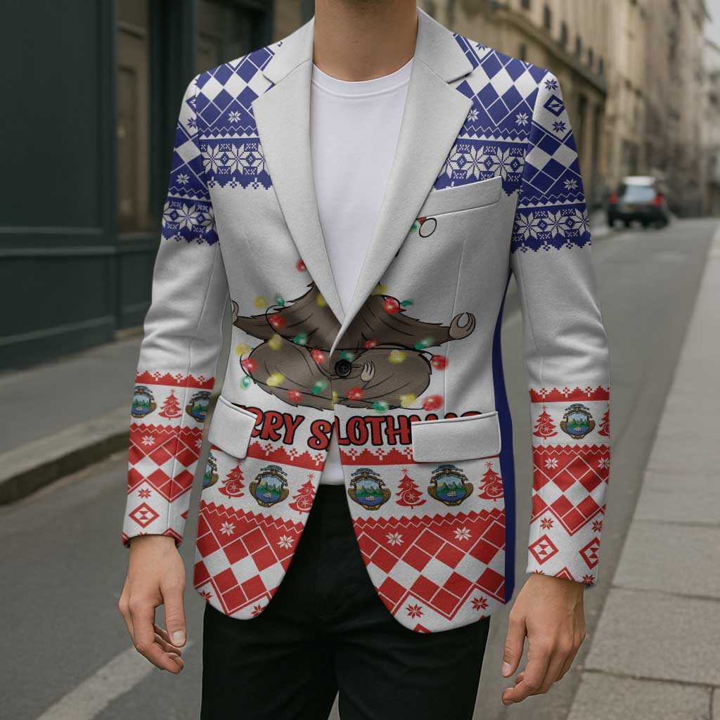 Costa Rica Christmas Blazer Merry Slothmas - Wonder Print Shop