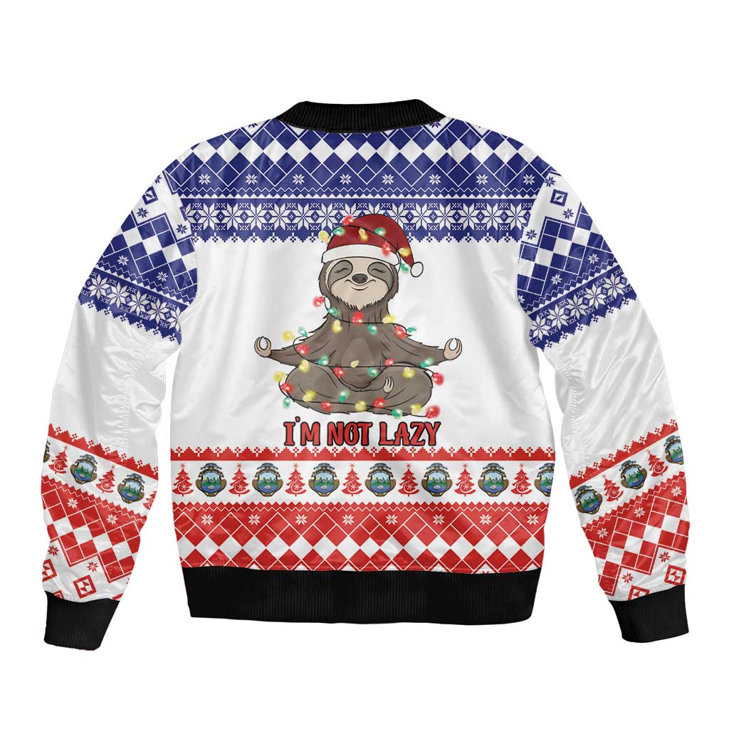Costa Rica Christmas Bomber Jacket Merry Slothmas - Wonder Print Shop
