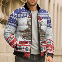 Costa Rica Christmas Bomber Puffer Jacket Merry Slothmas - Wonder Print Shop