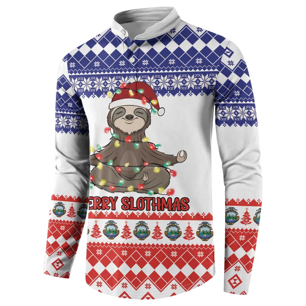 Costa Rica Christmas Button Sweatshirt Merry Slothmas - Wonder Print Shop