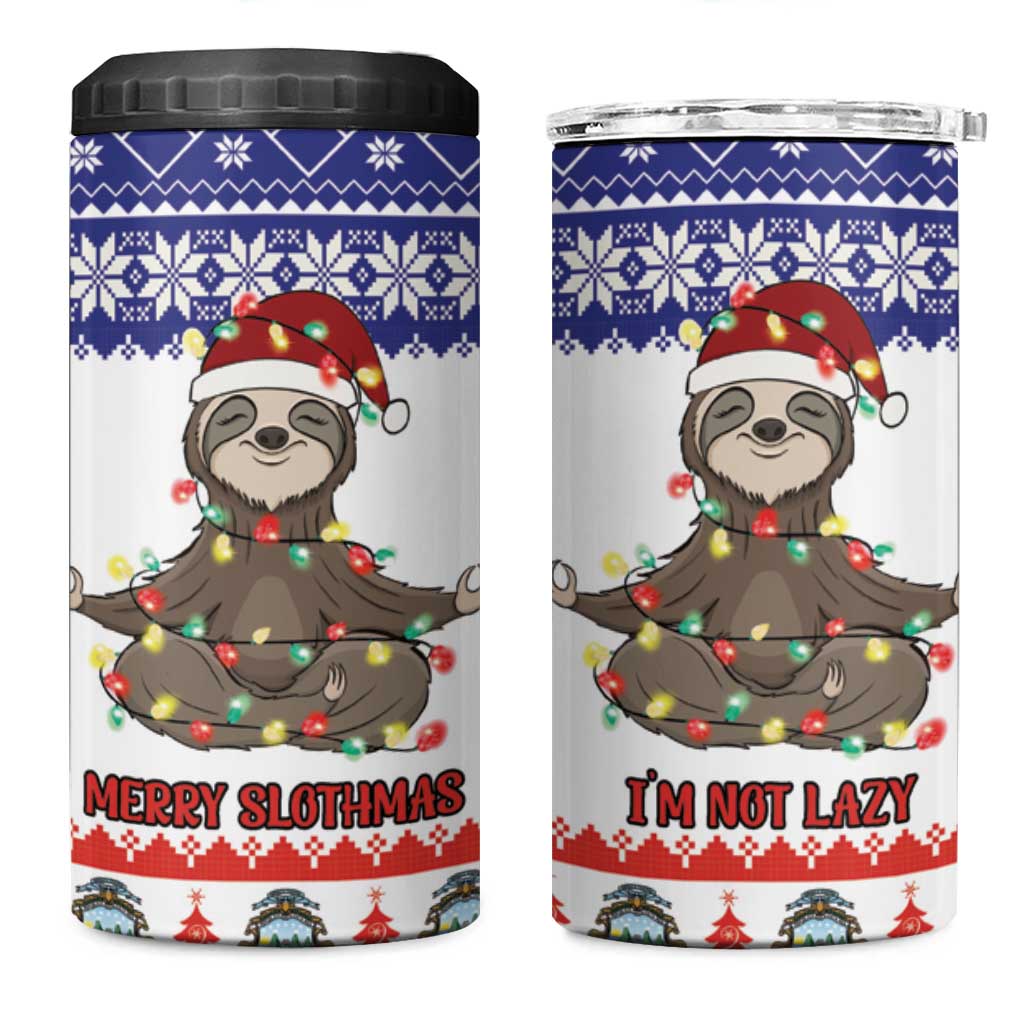 Costa Rica Christmas 4 in 1 Can Cooler Tumbler Merry Slothmas - Wonder Print Shop