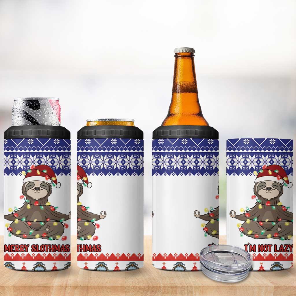 Costa Rica Christmas 4 in 1 Can Cooler Tumbler Merry Slothmas - Wonder Print Shop
