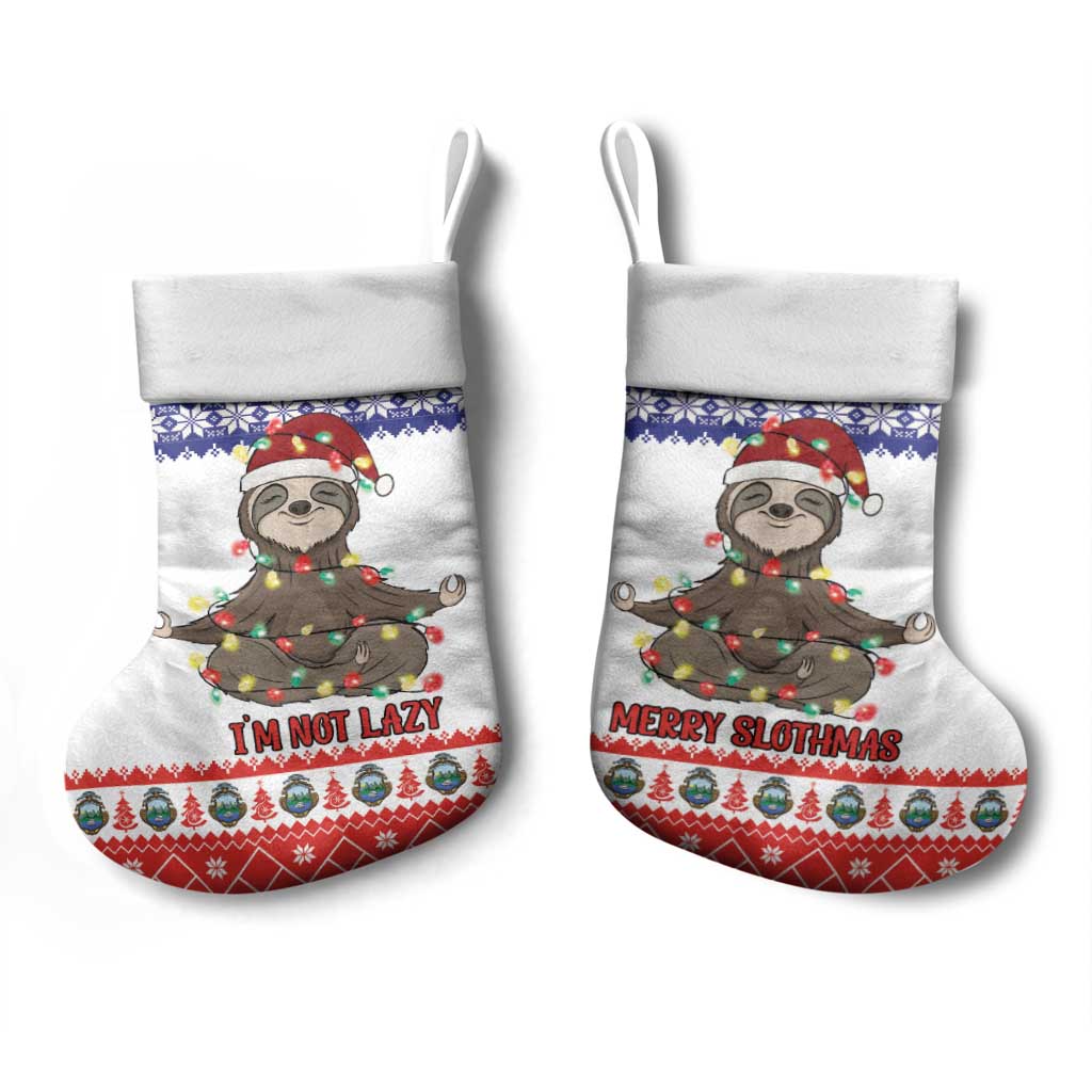 Costa Rica Christmas Stocking Merry Slothmas - Wonder Print Shop