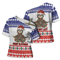 Costa Rica Christmas Cross Shoulder Shirt Merry Slothmas - Wonder Print Shop