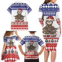 Costa Rica Christmas Family Matching Long Sleeve Bodycon Dress and Hawaiian Shirt Merry Slothmas - Wonder Print Shop