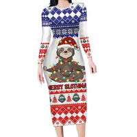 Costa Rica Christmas Family Matching Long Sleeve Bodycon Dress and Hawaiian Shirt Merry Slothmas - Wonder Print Shop