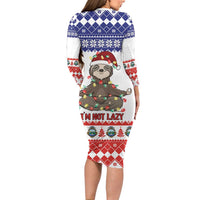 Costa Rica Christmas Family Matching Long Sleeve Bodycon Dress and Hawaiian Shirt Merry Slothmas - Wonder Print Shop