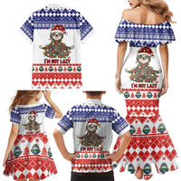 Costa Rica Christmas Family Matching Mermaid Dress and Hawaiian Shirt Merry Slothmas - Wonder Print Shop