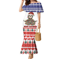 Costa Rica Christmas Family Matching Mermaid Dress and Hawaiian Shirt Merry Slothmas - Wonder Print Shop