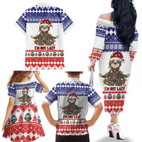 Costa Rica Christmas Family Matching Off The Shoulder Long Sleeve Dress and Hawaiian Shirt Merry Slothmas - Wonder Print Shop