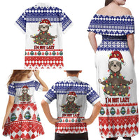 Costa Rica Christmas Family Matching Off Shoulder Maxi Dress and Hawaiian Shirt Merry Slothmas - Wonder Print Shop