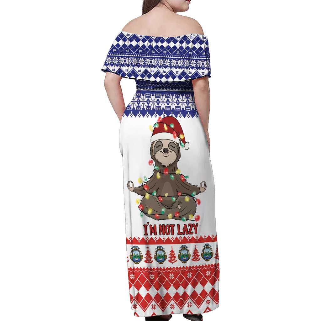 Costa Rica Christmas Family Matching Off Shoulder Maxi Dress and Hawaiian Shirt Merry Slothmas - Wonder Print Shop