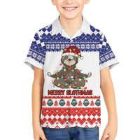 Costa Rica Christmas Family Matching Off Shoulder Maxi Dress and Hawaiian Shirt Merry Slothmas - Wonder Print Shop