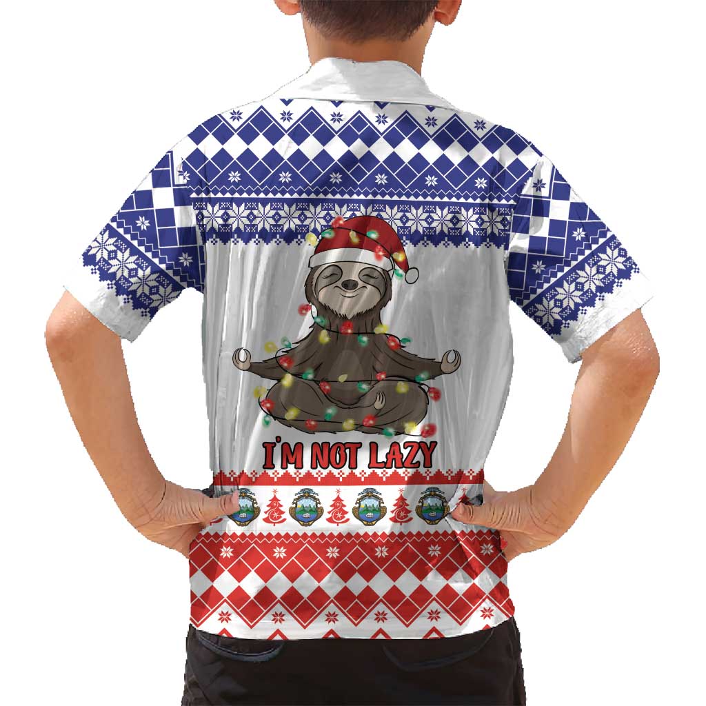 Costa Rica Christmas Family Matching Off Shoulder Short Dress and Hawaiian Shirt Merry Slothmas - Wonder Print Shop