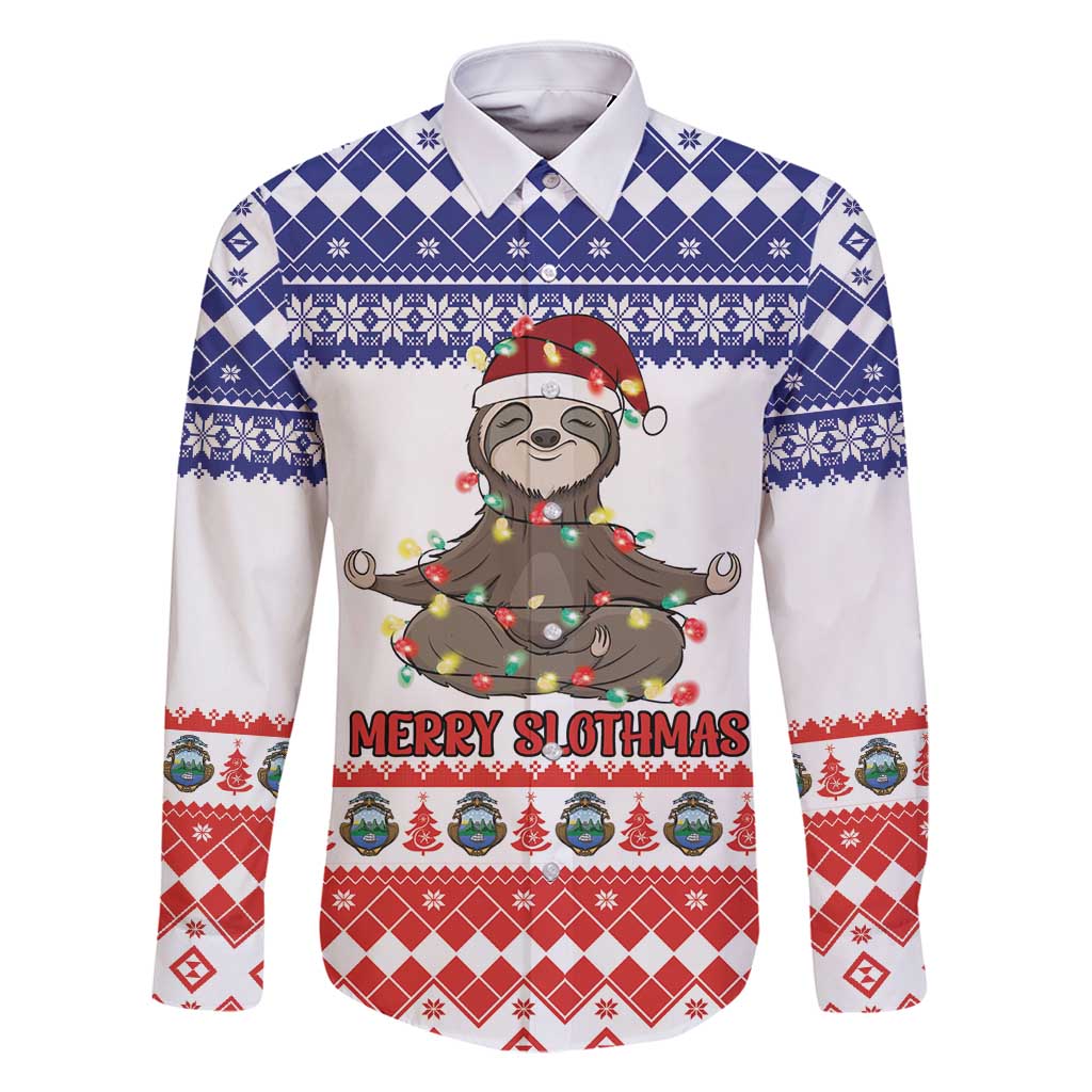 Costa Rica Christmas Family Matching Off Shoulder Short Dress and Hawaiian Shirt Merry Slothmas - Wonder Print Shop