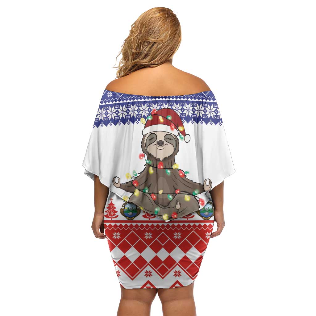 Costa Rica Christmas Family Matching Off Shoulder Short Dress and Hawaiian Shirt Merry Slothmas - Wonder Print Shop