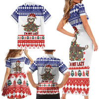 Costa Rica Christmas Family Matching Short Sleeve Bodycon Dress and Hawaiian Shirt Merry Slothmas - Wonder Print Shop