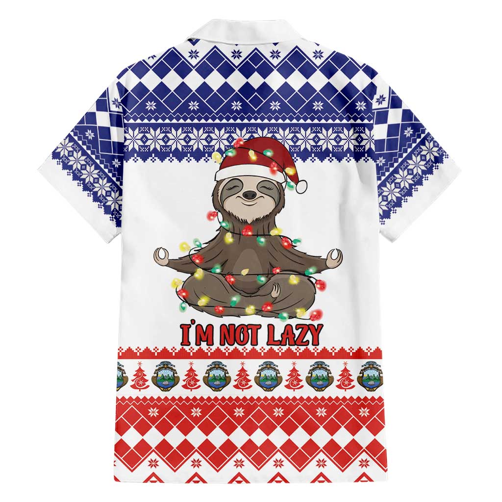 Costa Rica Christmas Family Matching Short Sleeve Bodycon Dress and Hawaiian Shirt Merry Slothmas - Wonder Print Shop