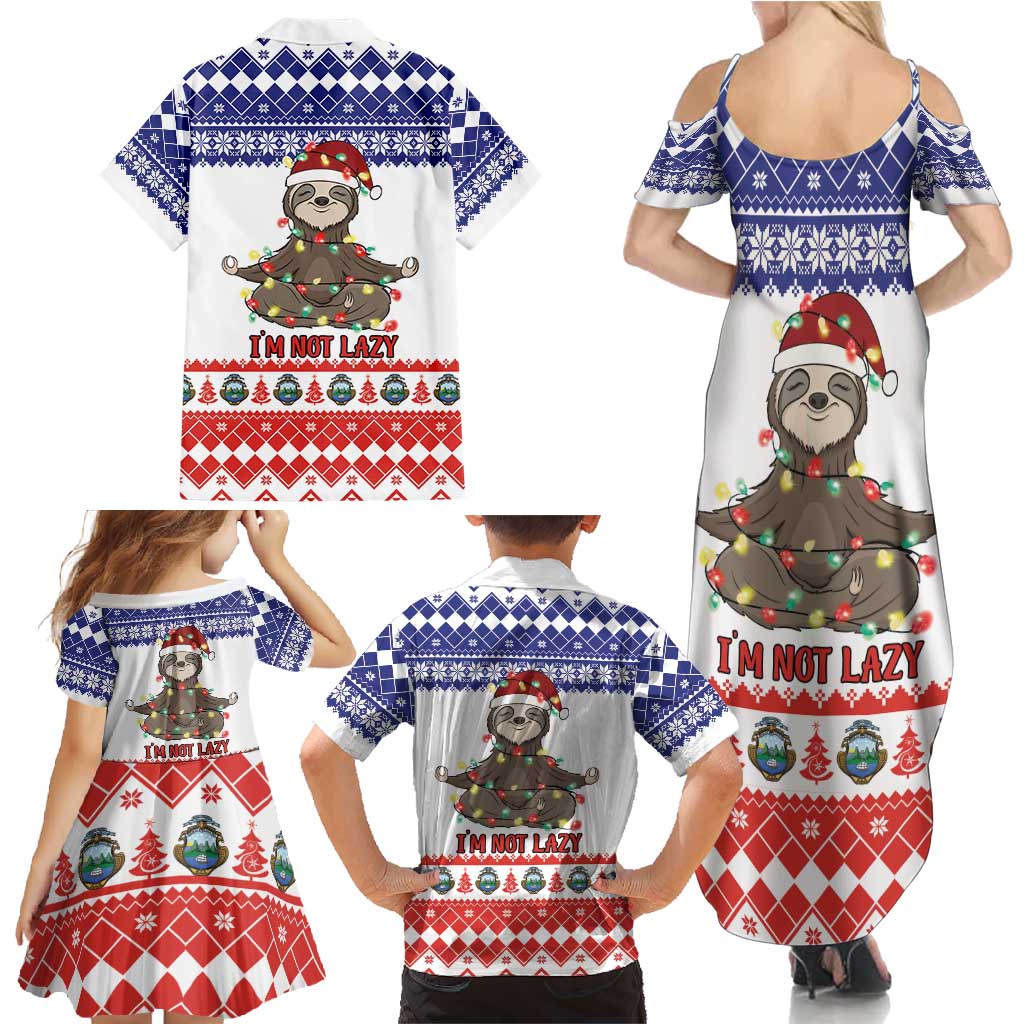 Costa Rica Christmas Family Matching Summer Maxi Dress and Hawaiian Shirt Merry Slothmas - Wonder Print Shop