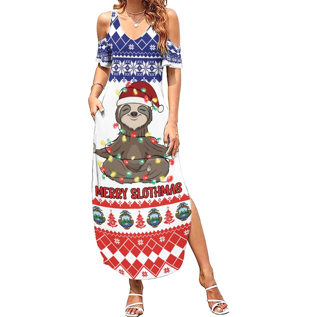Costa Rica Christmas Family Matching Summer Maxi Dress and Hawaiian Shirt Merry Slothmas - Wonder Print Shop