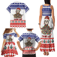 Costa Rica Christmas Family Matching Tank Maxi Dress and Hawaiian Shirt Merry Slothmas - Wonder Print Shop