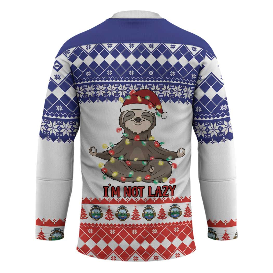 Costa Rica Christmas Hockey Jersey Merry Slothmas - Wonder Print Shop