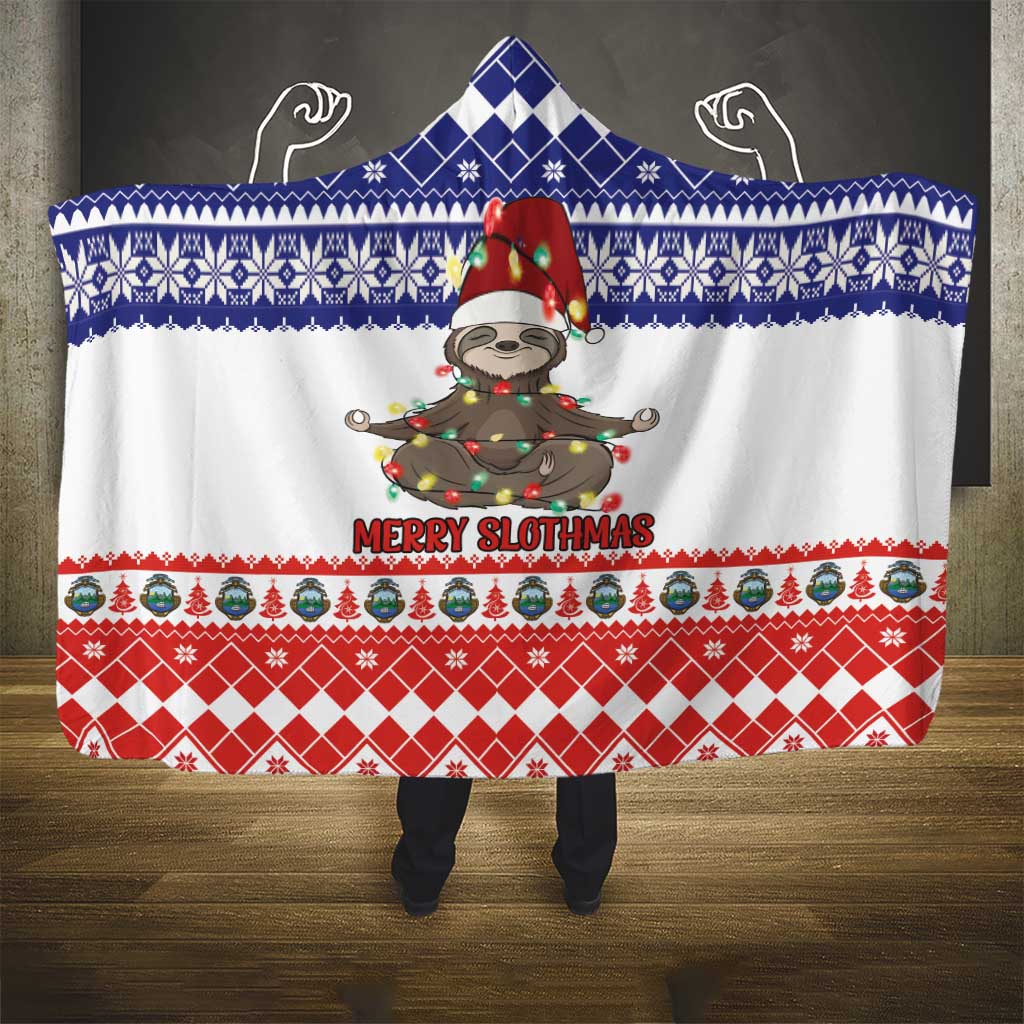 Costa Rica Christmas Hooded Blanket Merry Slothmas - Wonder Print Shop