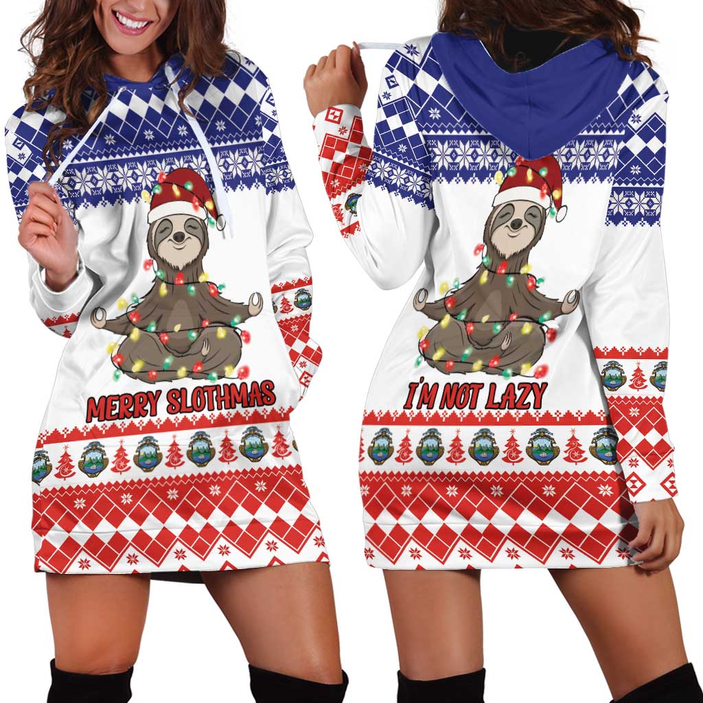 Costa Rica Christmas Hoodie Dress Merry Slothmas - Wonder Print Shop