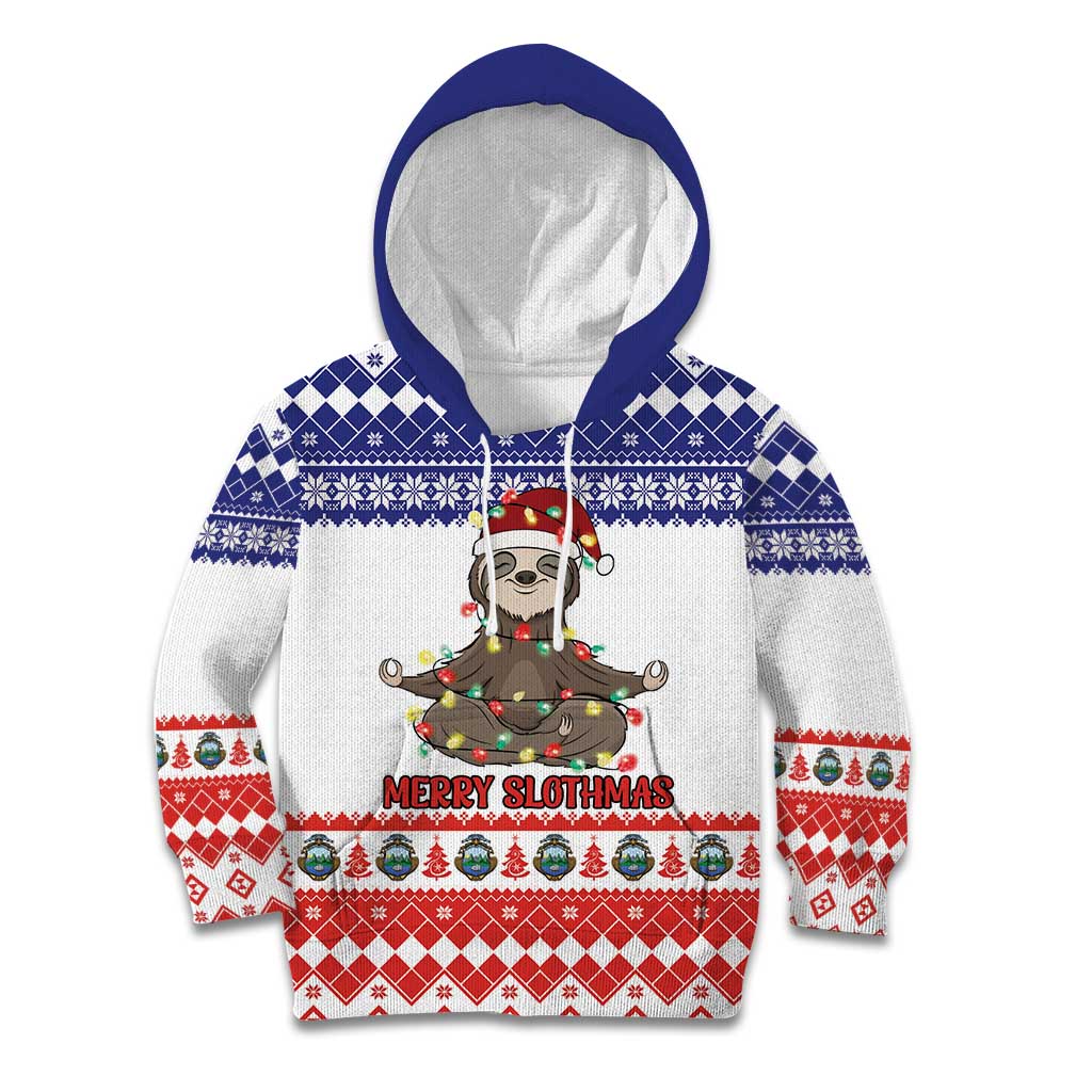 Costa Rica Christmas Kid Hoodie Merry Slothmas - Wonder Print Shop