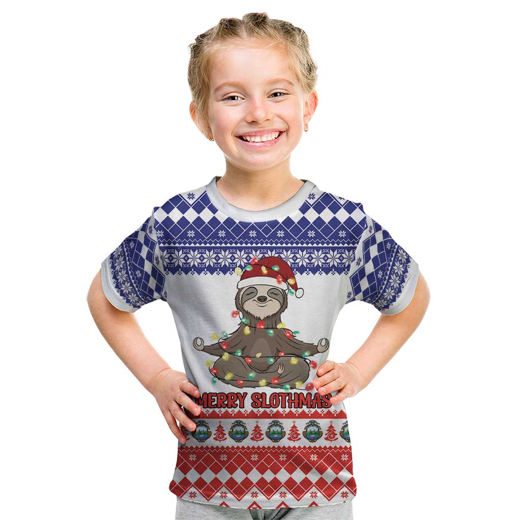 Costa Rica Christmas Kid T Shirt Merry Slothmas - Wonder Print Shop