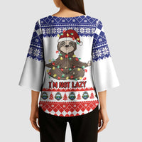 Costa Rica Christmas Kimono Sleeve Blouse Merry Slothmas - Wonder Print Shop