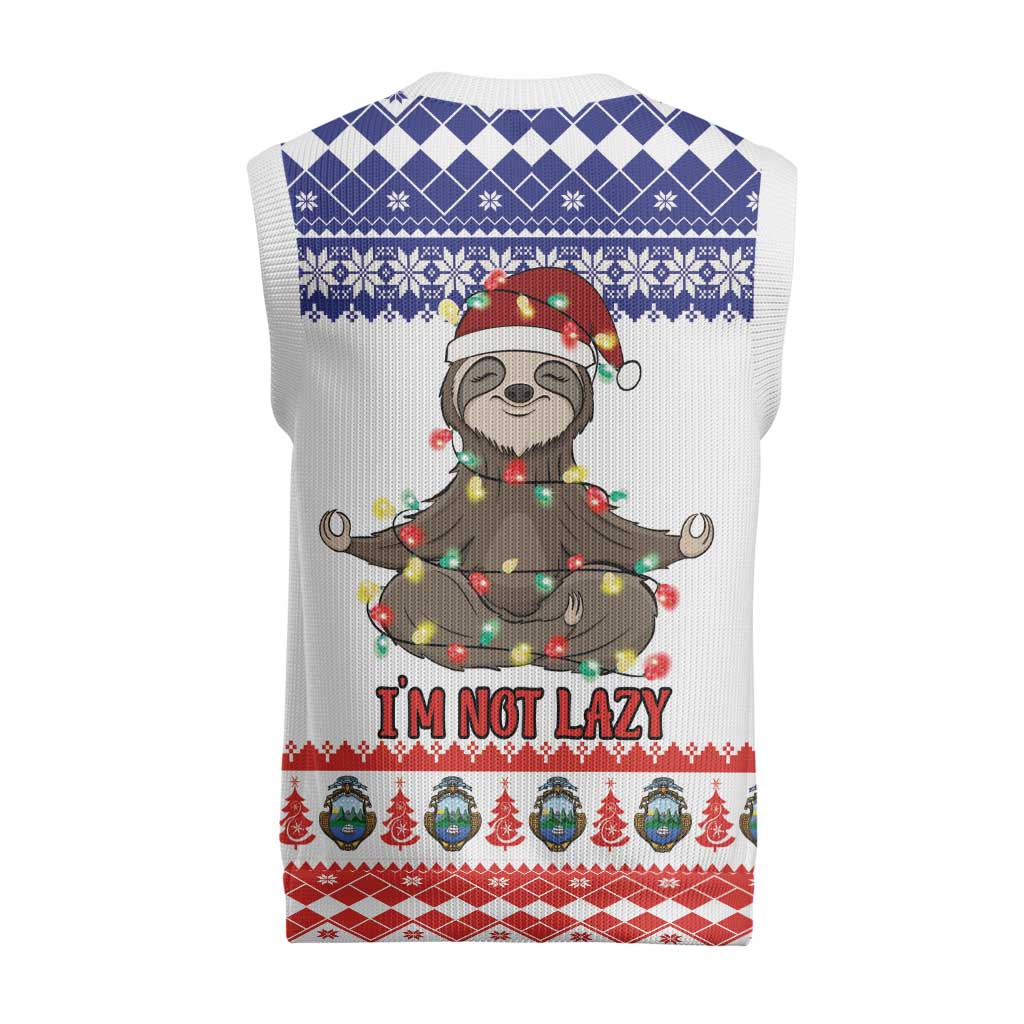 Costa Rica Christmas Knitted V-Neck Vest Merry Slothmas - Wonder Print Shop