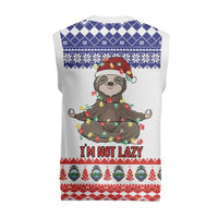Costa Rica Christmas Knitted V-Neck Vest Merry Slothmas - Wonder Print Shop