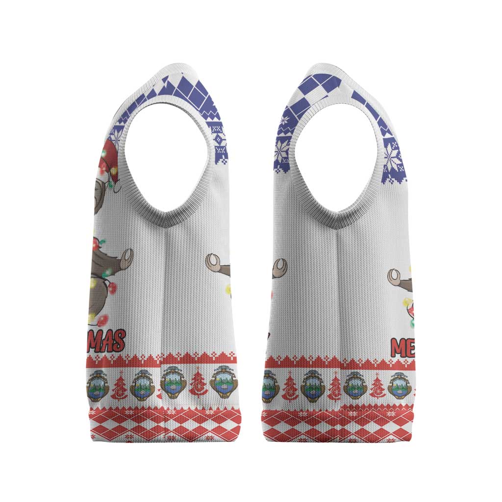 Costa Rica Christmas Knitted V-Neck Vest Merry Slothmas - Wonder Print Shop