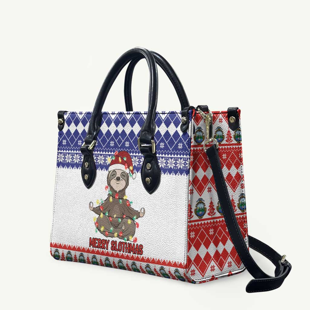 Costa Rica Christmas Leather Bag Merry Slothmas - Wonder Print Shop