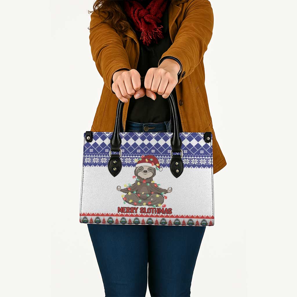 Costa Rica Christmas Leather Bag Merry Slothmas - Wonder Print Shop