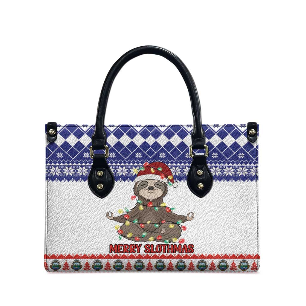 Costa Rica Christmas Leather Bag Merry Slothmas - Wonder Print Shop