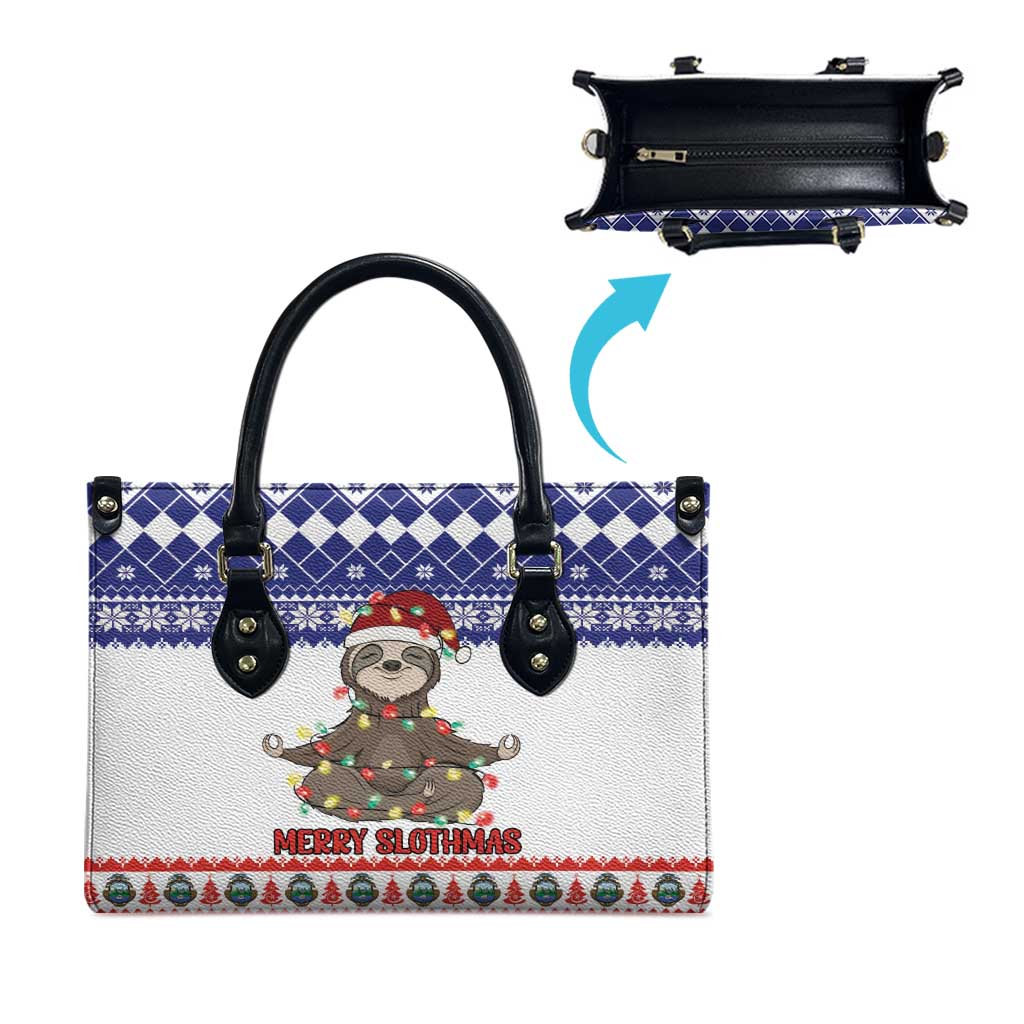Costa Rica Christmas Leather Bag Merry Slothmas - Wonder Print Shop