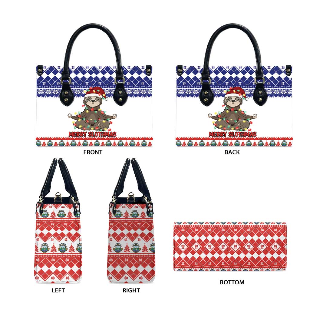 Costa Rica Christmas Leather Bag Merry Slothmas - Wonder Print Shop