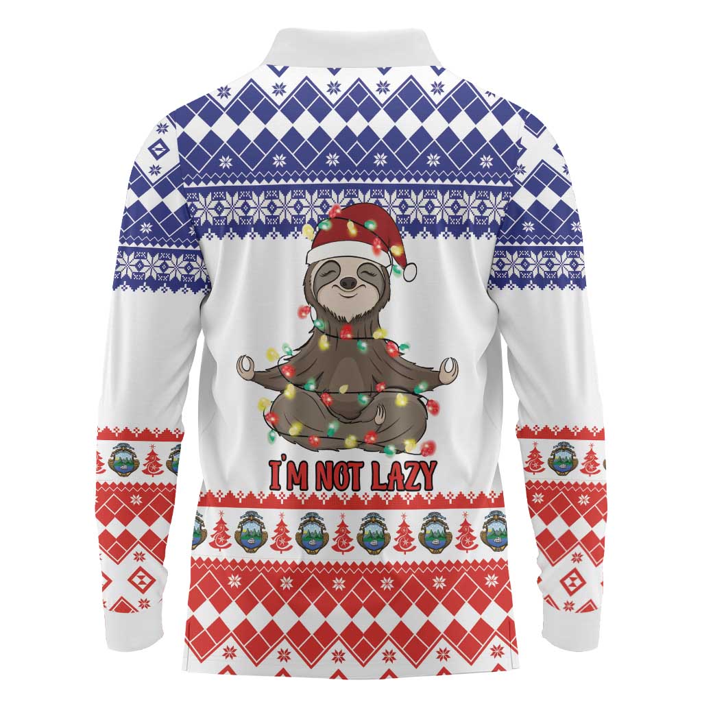 Costa Rica Christmas Long Sleeve Polo Shirt Merry Slothmas - Wonder Print Shop
