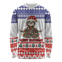 Costa Rica Christmas Long Sleeve Shirt Merry Slothmas - Wonder Print Shop