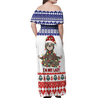 Costa Rica Christmas Off Shoulder Maxi Dress Merry Slothmas - Wonder Print Shop