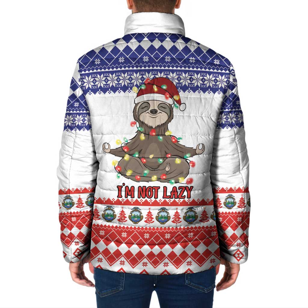 Costa Rica Christmas Padded Jacket Merry Slothmas - Wonder Print Shop