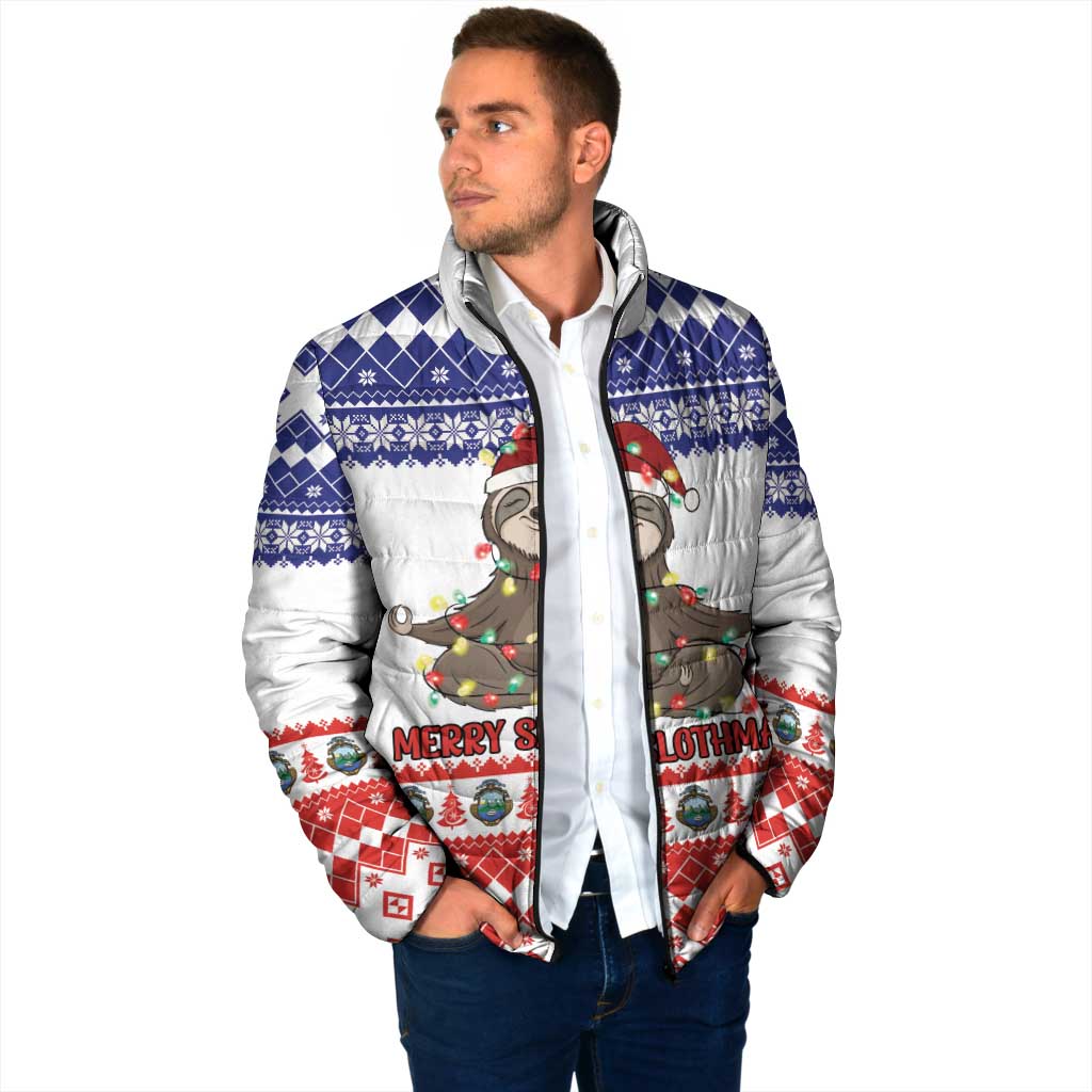 Costa Rica Christmas Padded Jacket Merry Slothmas - Wonder Print Shop