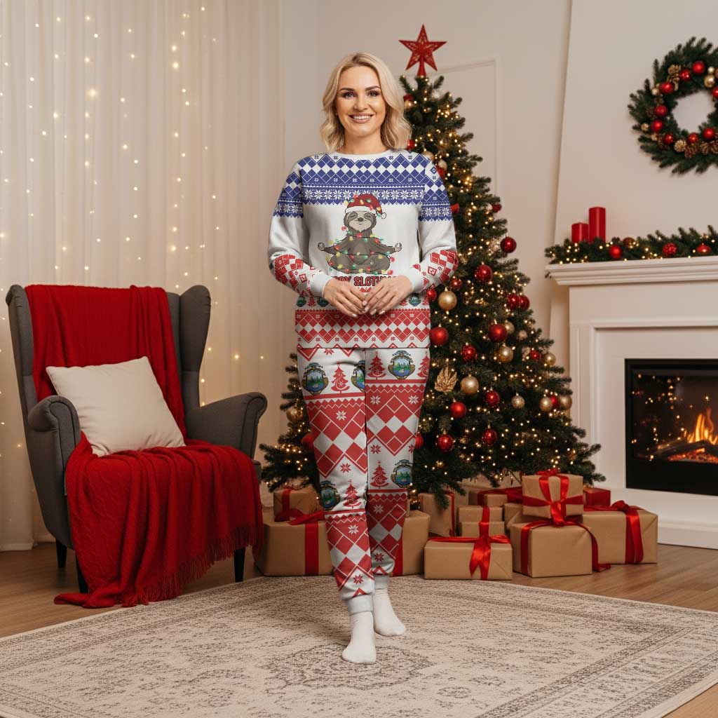 Costa Rica Christmas Pajama Set Merry Slothmas - Wonder Print Shop