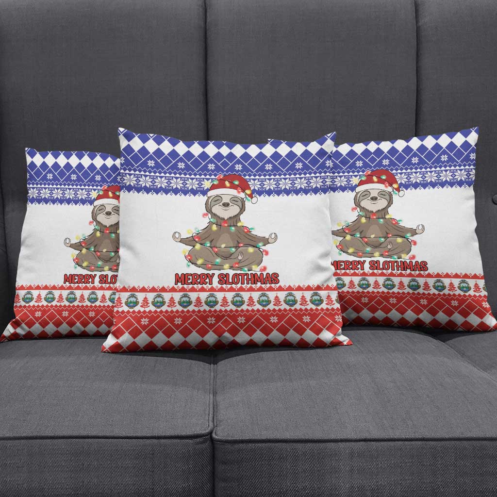 Costa Rica Christmas Pillow Cover Merry Slothmas - Wonder Print Shop