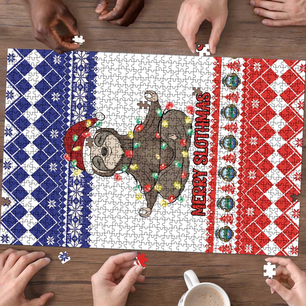 Costa Rica Christmas Puzzle Merry Slothmas - Wonder Print Shop