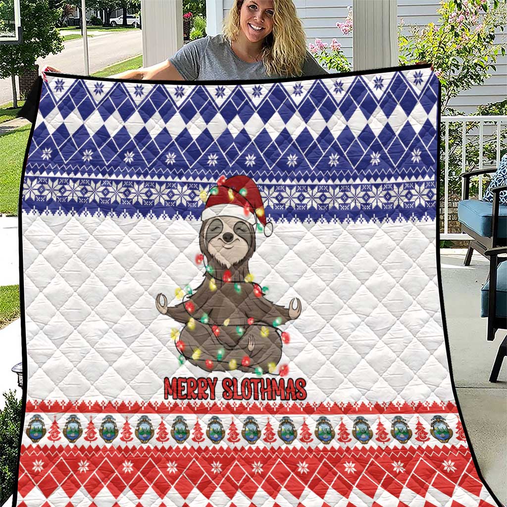 Costa Rica Christmas Quilt Merry Slothmas - Wonder Print Shop